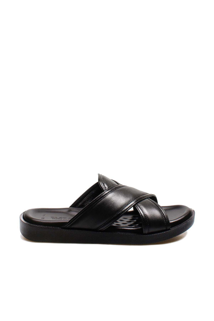 FST Genuine Leather Men's Flat Slippers 018MAM-65-C-2 Black Orlondo - St. Johns