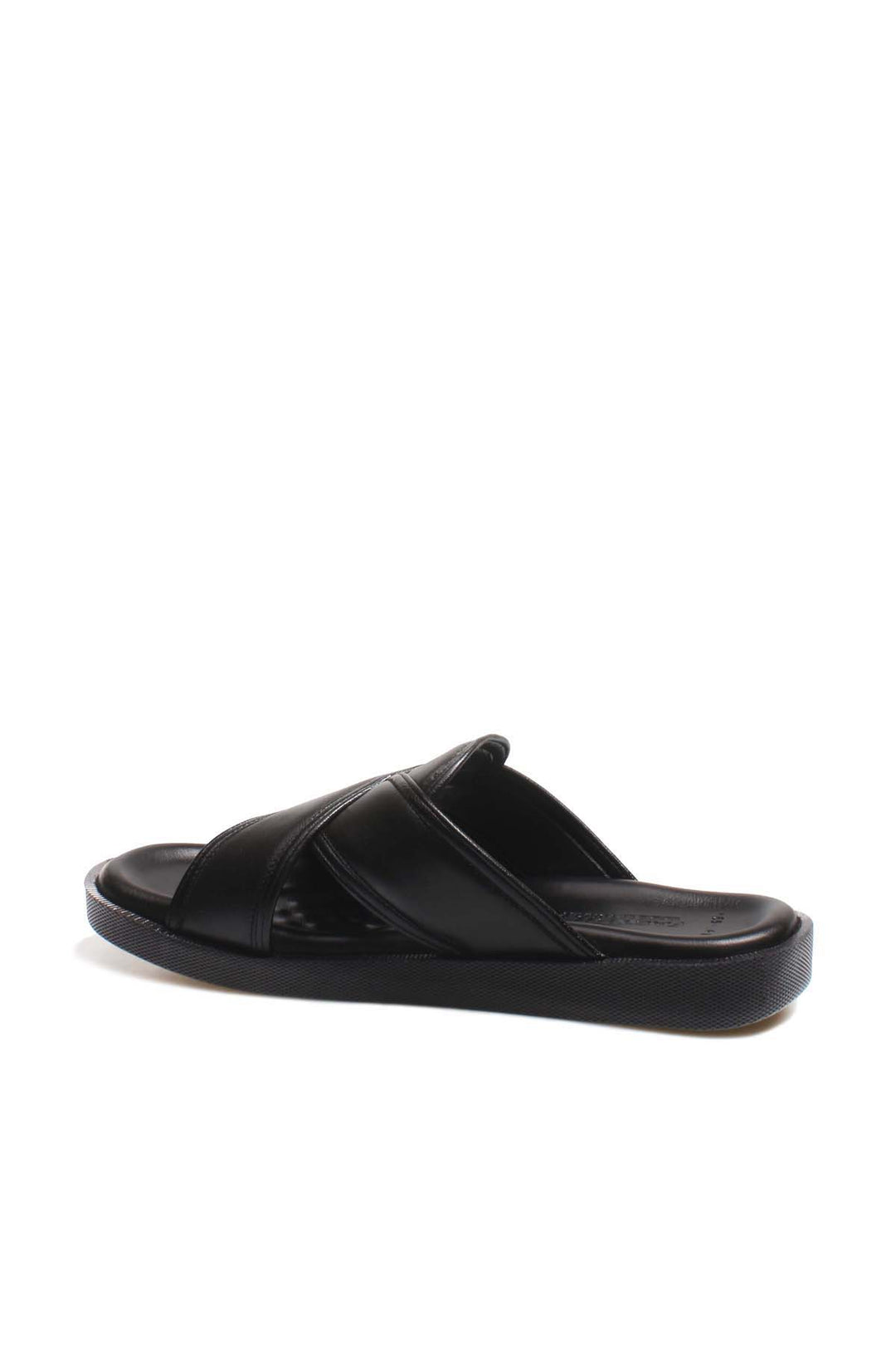 FST Genuine Leather Men's Flat Slippers 018MAM-65-C-2 Black Orlondo - St. Johns