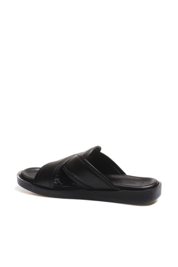 FST Genuine Leather Men's Flat Slippers 018MAM-65-C-2 Black Orlondo - St. Johns