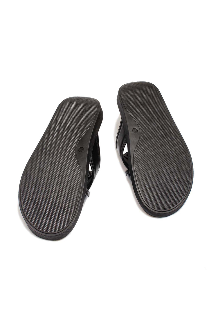 FST Genuine Leather Men's Flat Slippers 018MAM-65-C-2 Black Orlondo - St. Johns