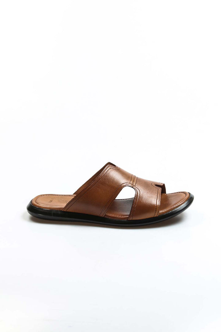FST Genuine Leather Men's Flat Slippers 018MBA798X169 Taba Orlondo - Barcellona-Pozzo di Gotto