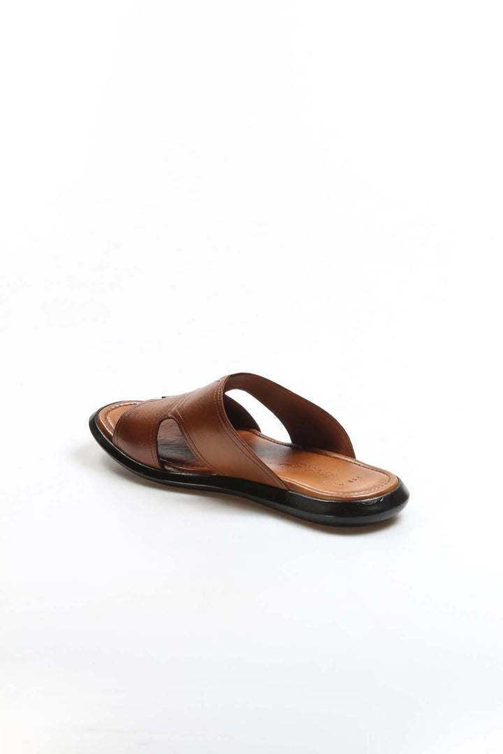 FST Genuine Leather Men's Flat Slippers 018MBA798X169 Taba Orlondo - Barcellona-Pozzo di Gotto