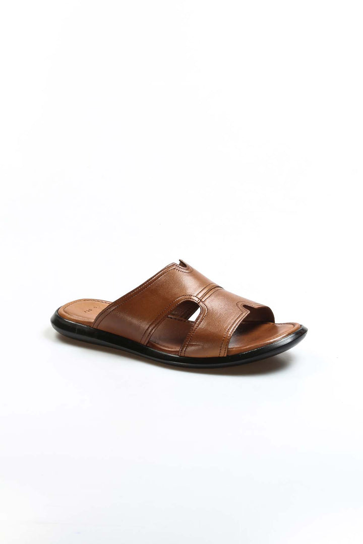 FST Genuine Leather Men's Flat Slippers 018MBA798X169 Taba Orlondo - Barcellona-Pozzo di Gotto