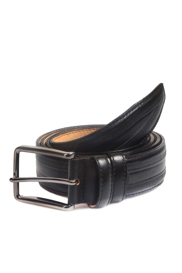 FST Genuine Leather Men's Belt Accessory 779KAF134-49 Black - Getafe