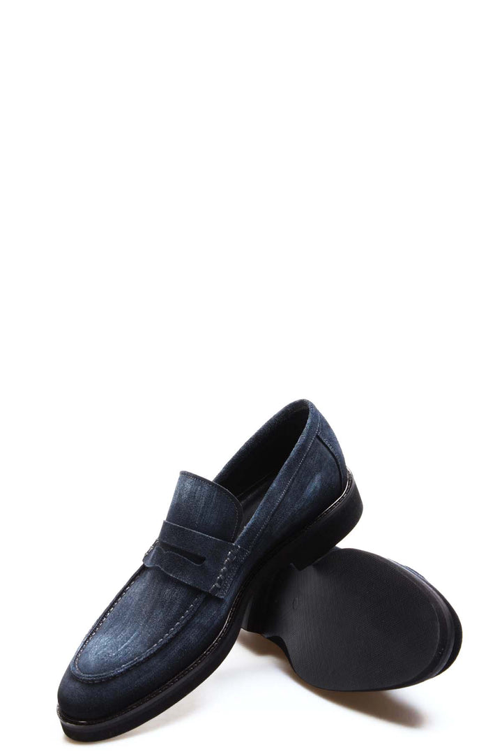 FST Genuine Leather Men's Classic Shoe 403MA319 Navy Suede - Benevento