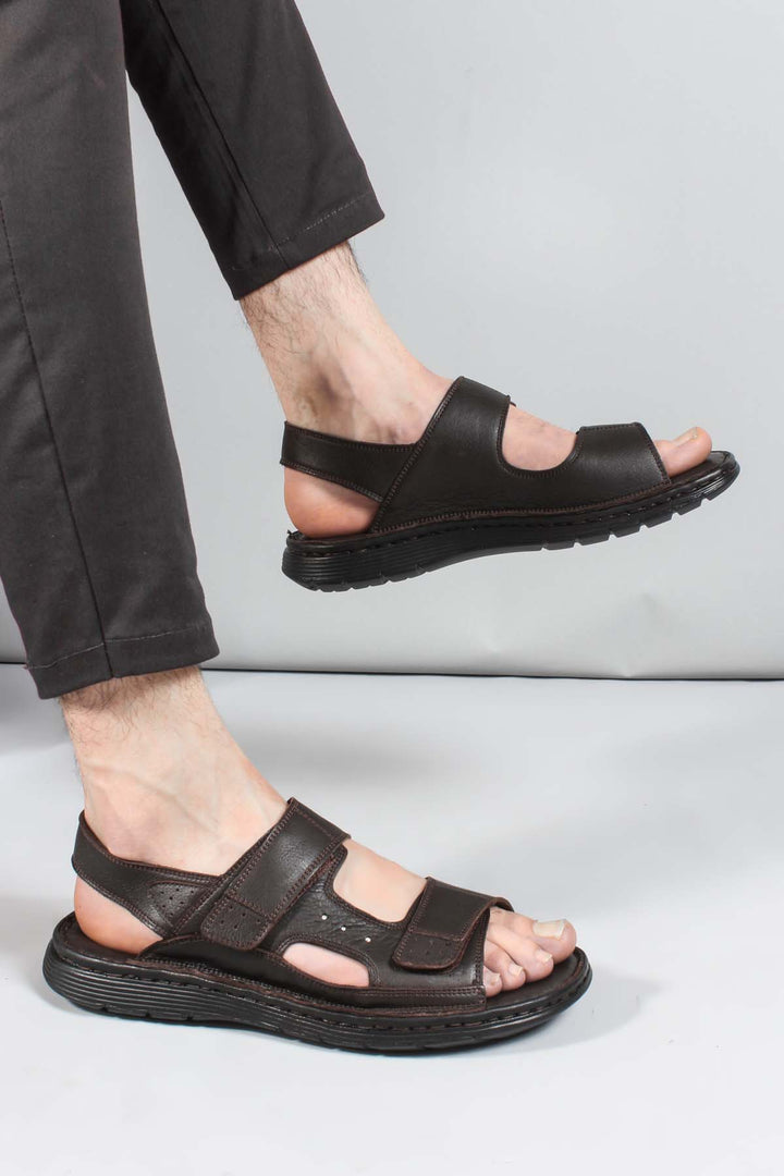 FST Genuine Leather Men's Classic Sandal 018MAG-208-71 Brown - Mentor