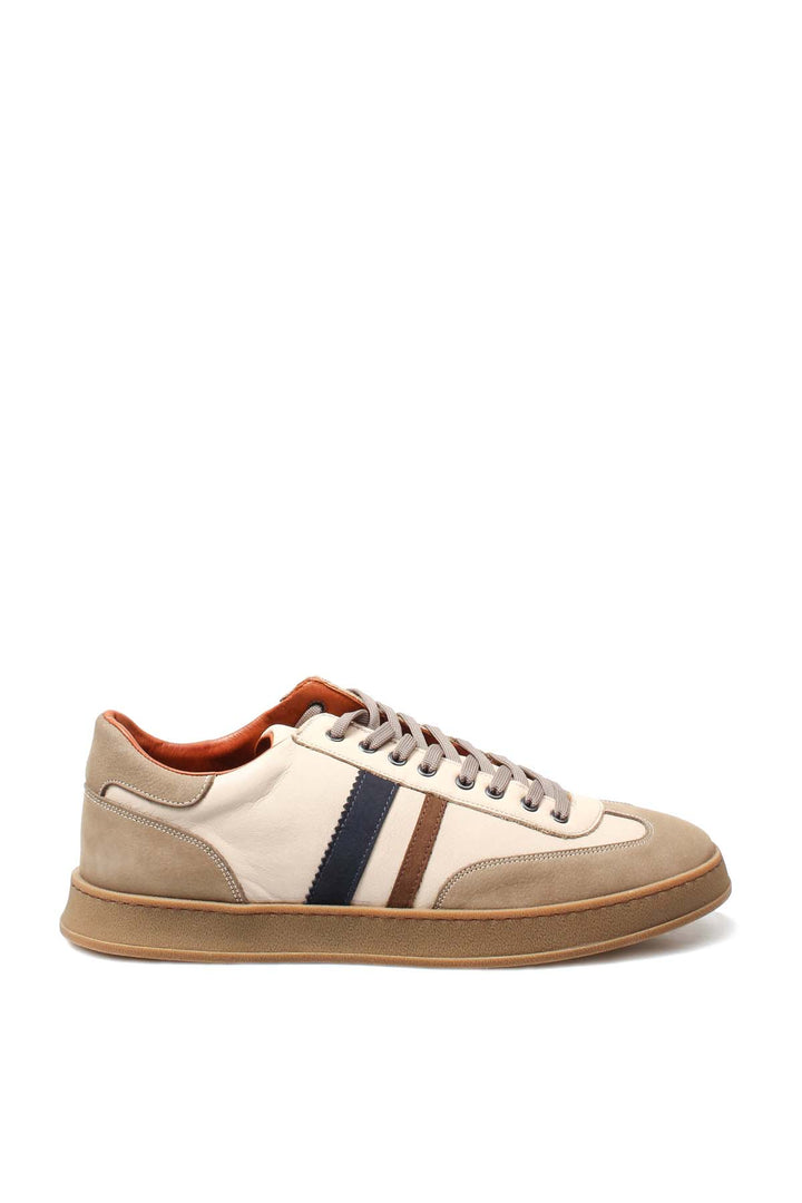 FST Genuine Leather Men's Sneakers 723MBA6040 Beige - Athens