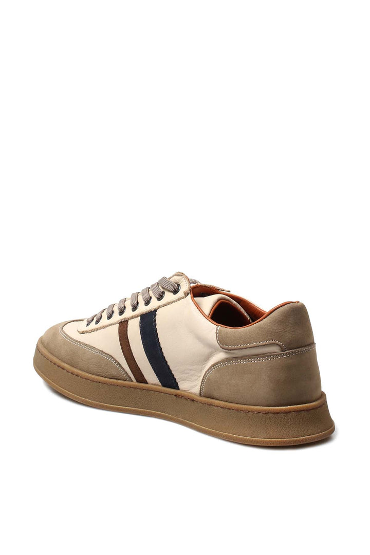 FST Genuine Leather Men's Sneakers 723MBA6040 Beige - Athens