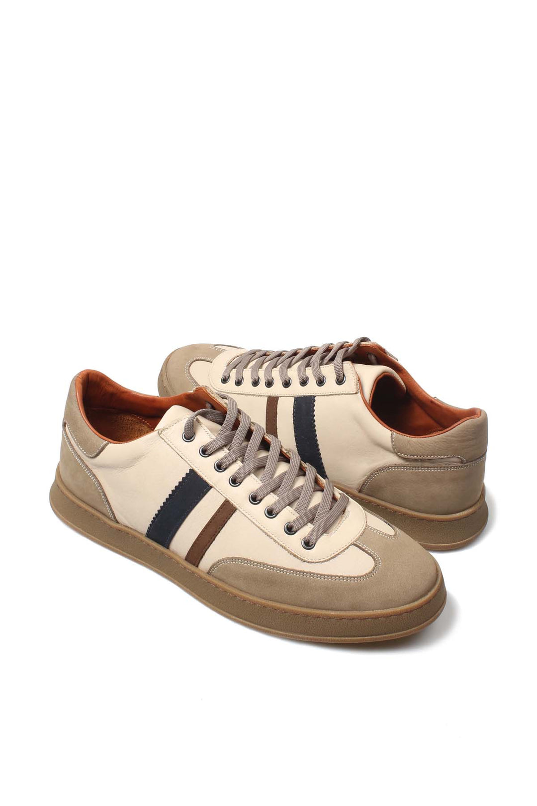 FST Genuine Leather Men's Sneakers 723MBA6040 Beige - Athens