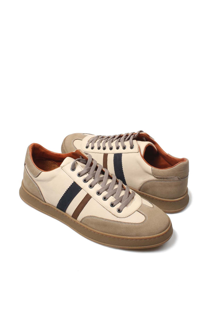 FST Genuine Leather Men's Sneakers 723MBA6040 Beige - Athens