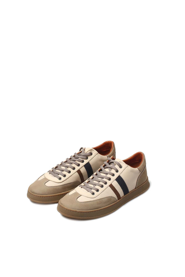 FST Genuine Leather Men's Sneakers 723MBA6040 Beige - Athens
