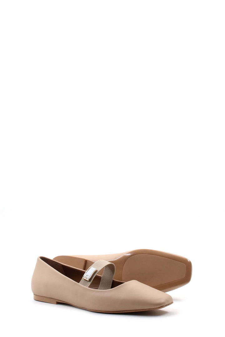 FST Genuine Leather Women's Ballerina Shoes 019ZA24012 Caramel - Schaumburg