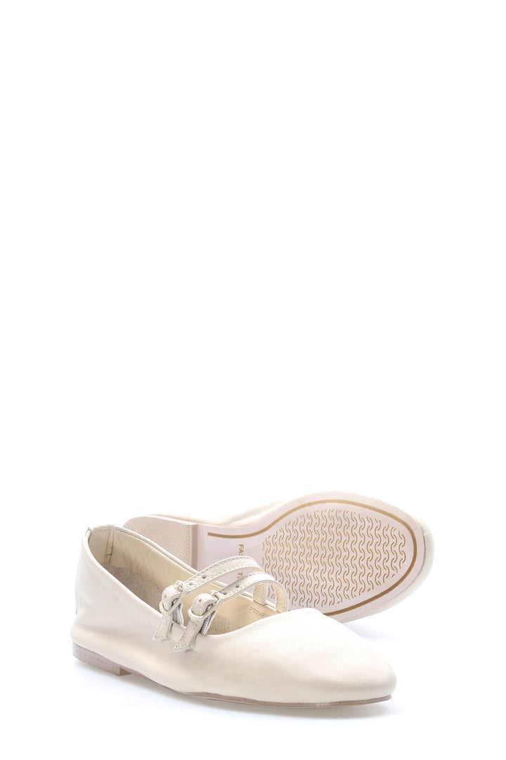 FST Genuine Leather Women's Ballerina Shoes 210ZA2001 Beige - Temple City