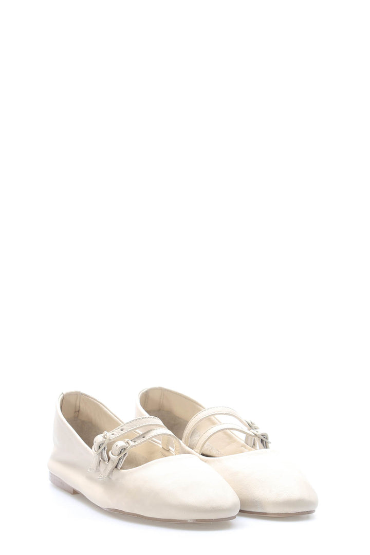FST Genuine Leather Women's Ballerina Shoes 210ZA2001 Beige - Temple City