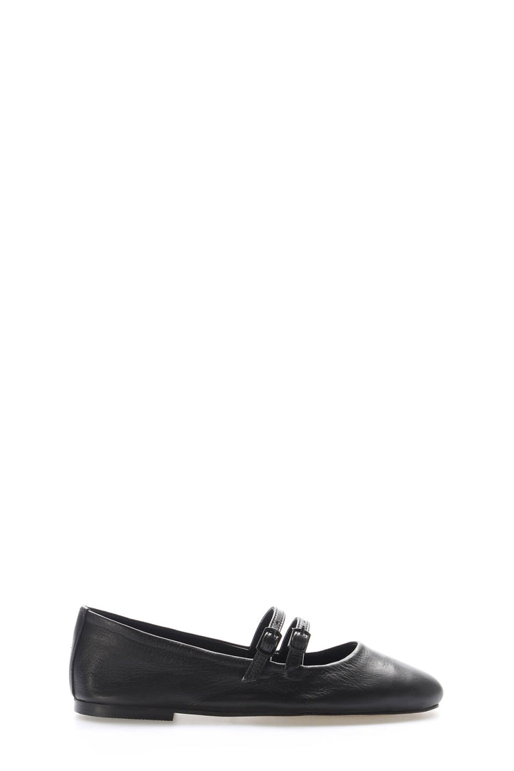 FST Genuine Leather Women's Ballerina Shoes 210ZA2001 Black - Roanne