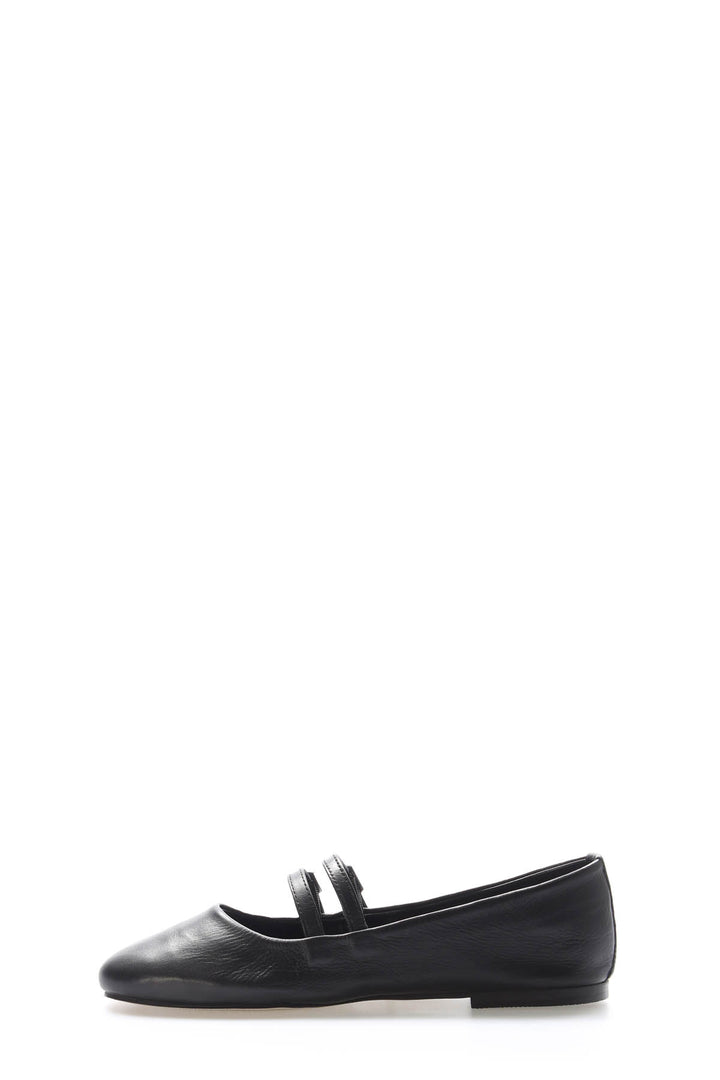 FST Genuine Leather Women's Ballerina Shoes 210ZA2001 Black - Roanne