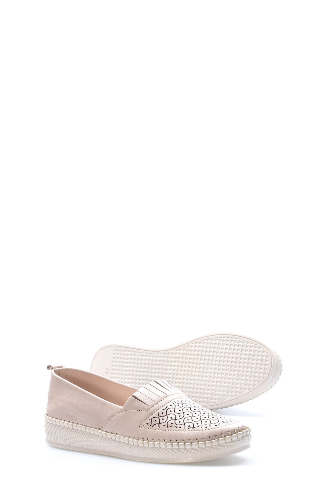 FST Genuine Leather Women's Casual Shoes 164ZA2024 Beige - Acambay