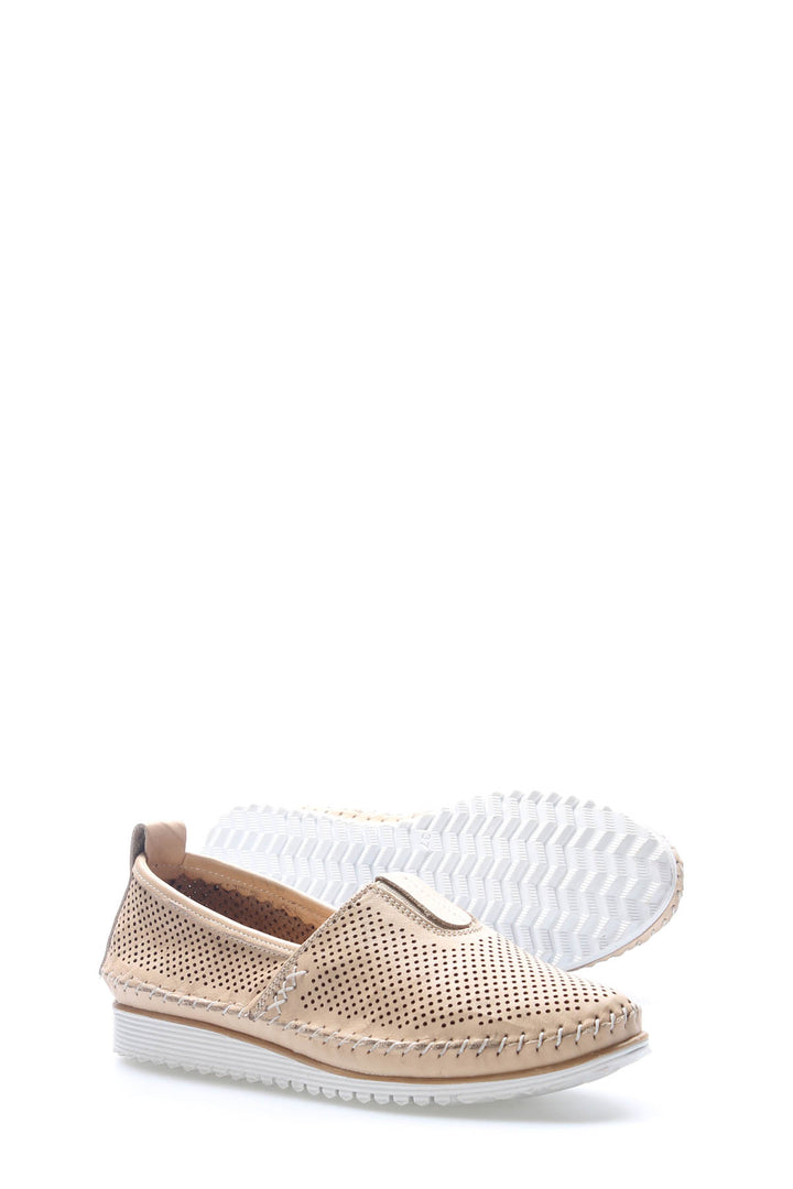 FST Genuine Leather Women's Casual Shoes 972ZA109L Beige - Lakewood