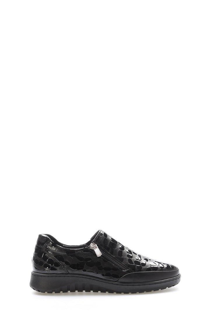 FST Genuine Leather Women's Casual Shoes 972ZA7512 Black Crocodile - Hackensack