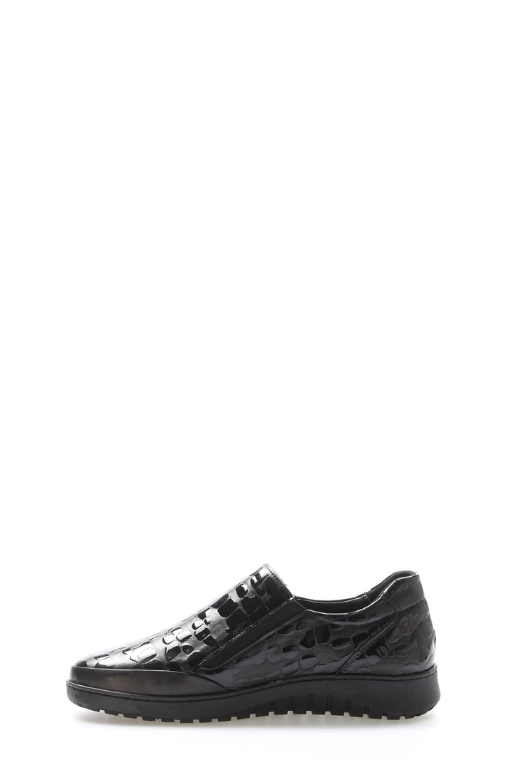 FST Genuine Leather Women's Casual Shoes 972ZA7512 Black Crocodile - Hackensack