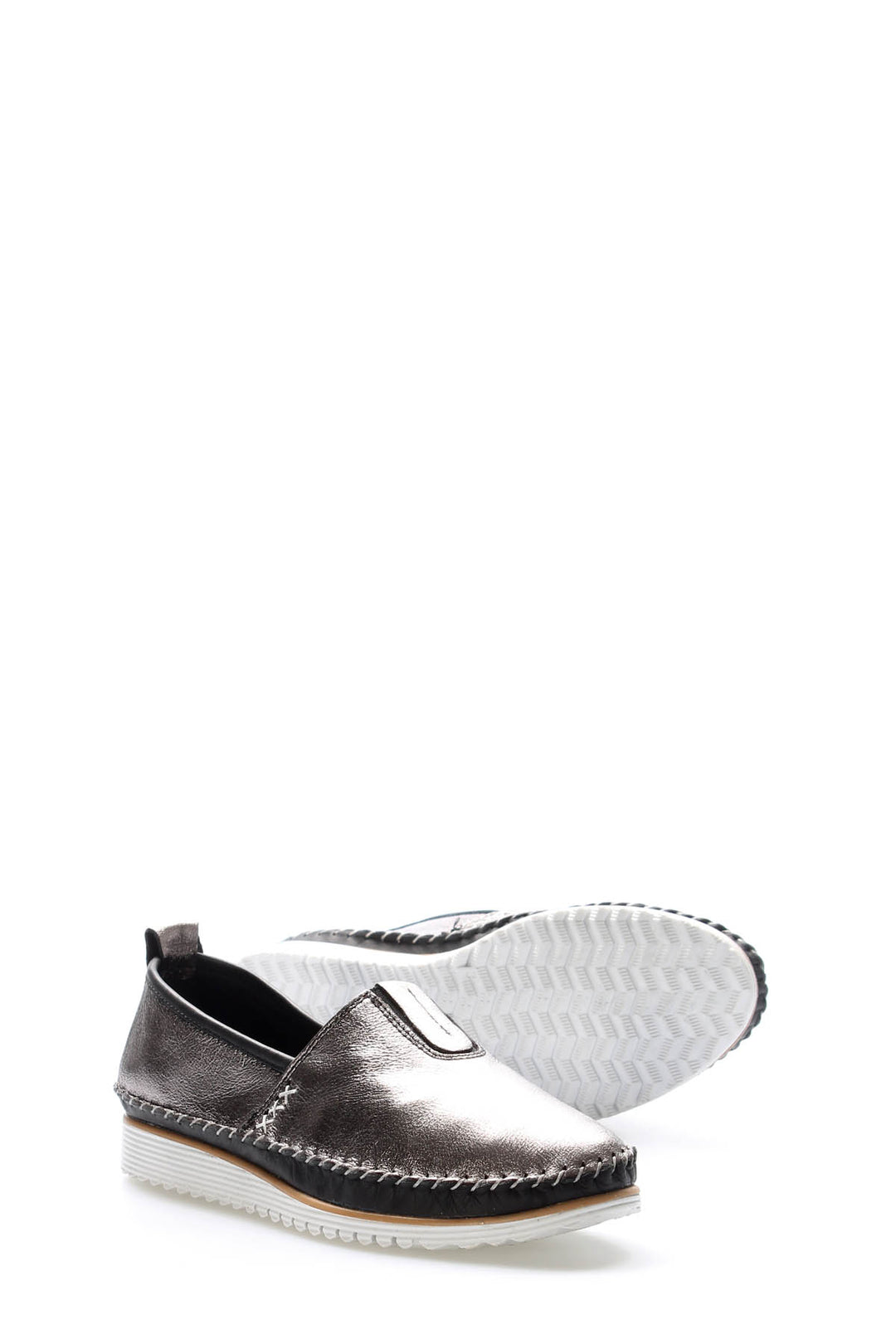 FST Genuine Leather Women's Casual Slippers 972ZA108 Platinum - Monterotondo