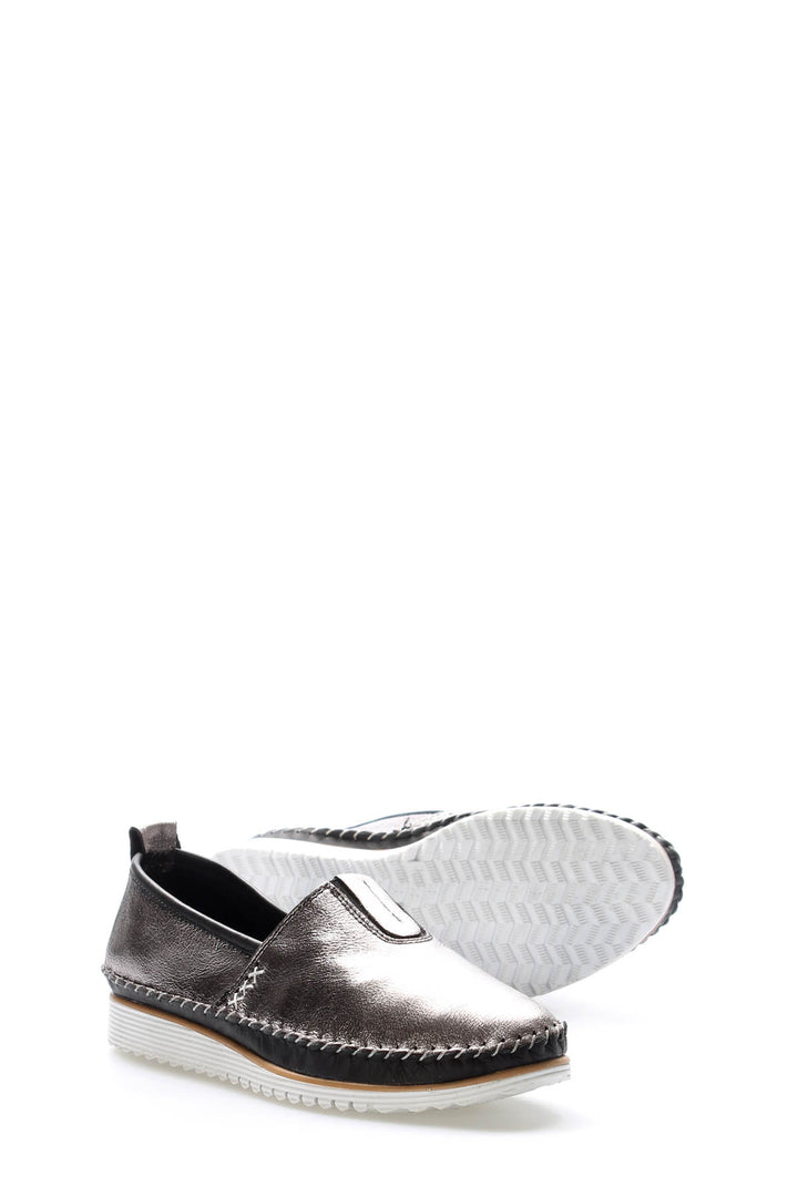 FST Genuine Leather Women's Casual Slippers 972ZA108 Platinum - Monterotondo