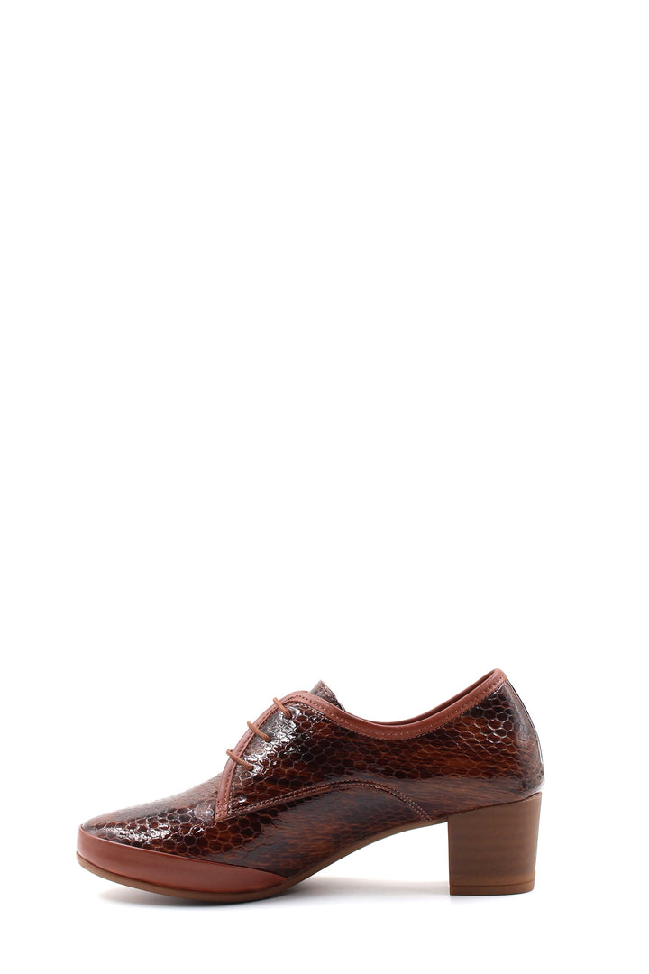 حذاء نسائي بكعب عريض من الجلد الطبيعي من FST 411ZA224 Tab Croco - Redding