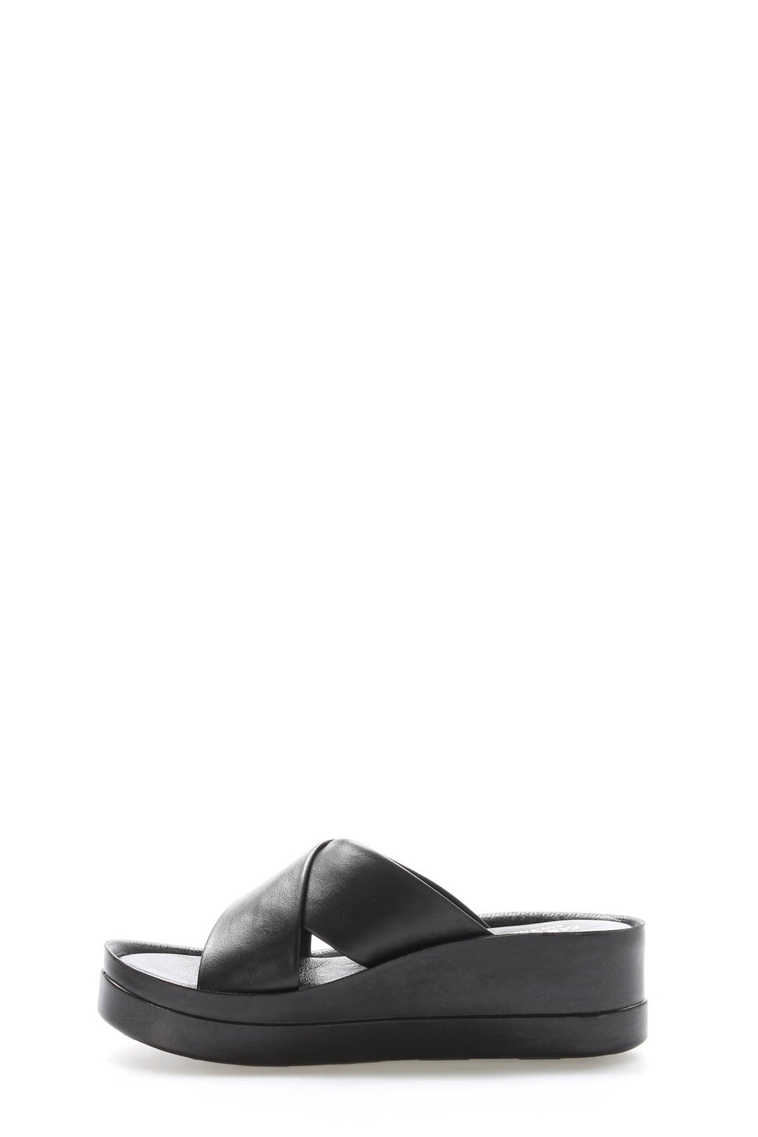 FST Genuine Leather Women's Platform Heel Slippers 972ZA1403 Black - Gondomar