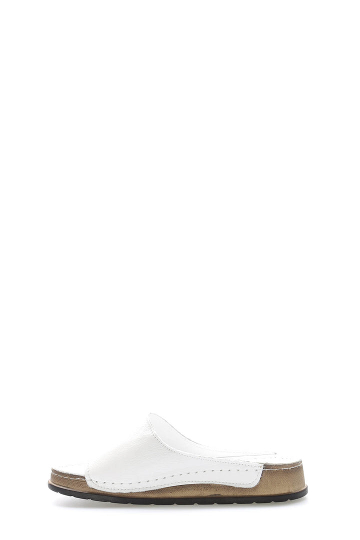 FST Genuine Leather Women's Platform Heel Slippers 972ZA309 White - Cerignola