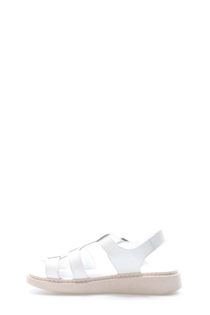 FST Genuine Leather Women's Platform Heel Slippers 972ZA453 White - Gijón