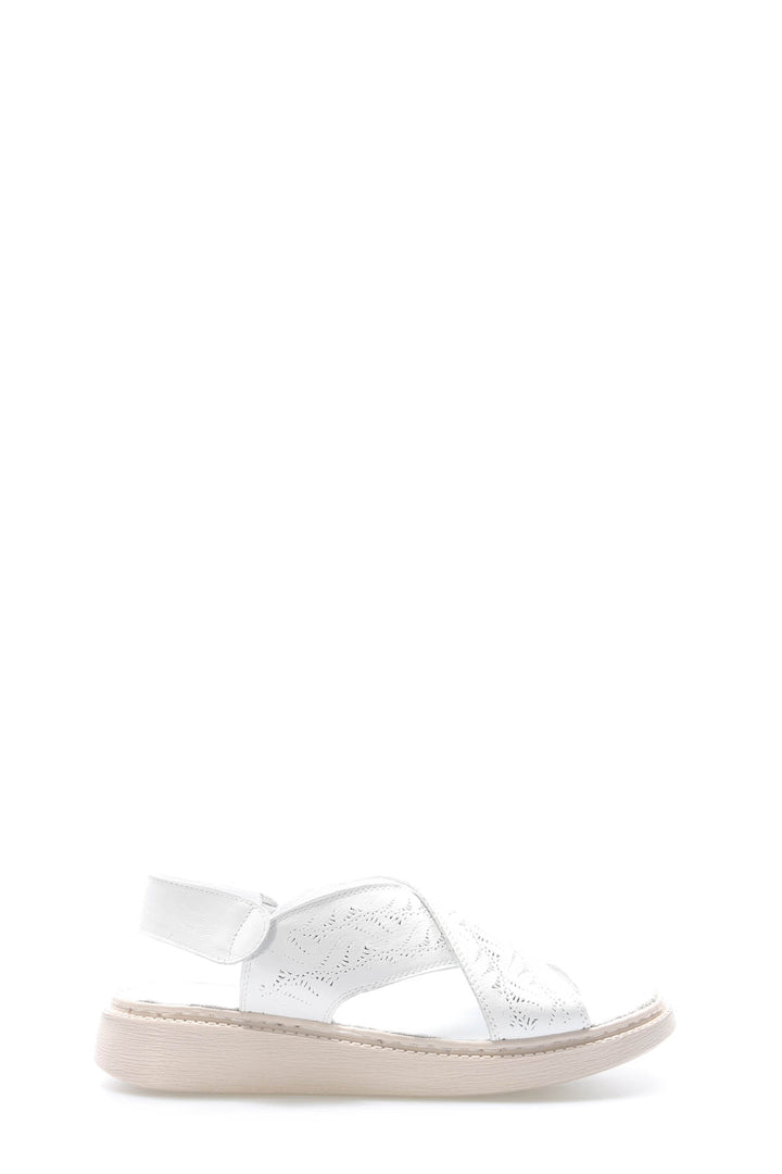 FST Genuine Leather Women's Platform Heel Slippers 972ZA455 White - Roanoke