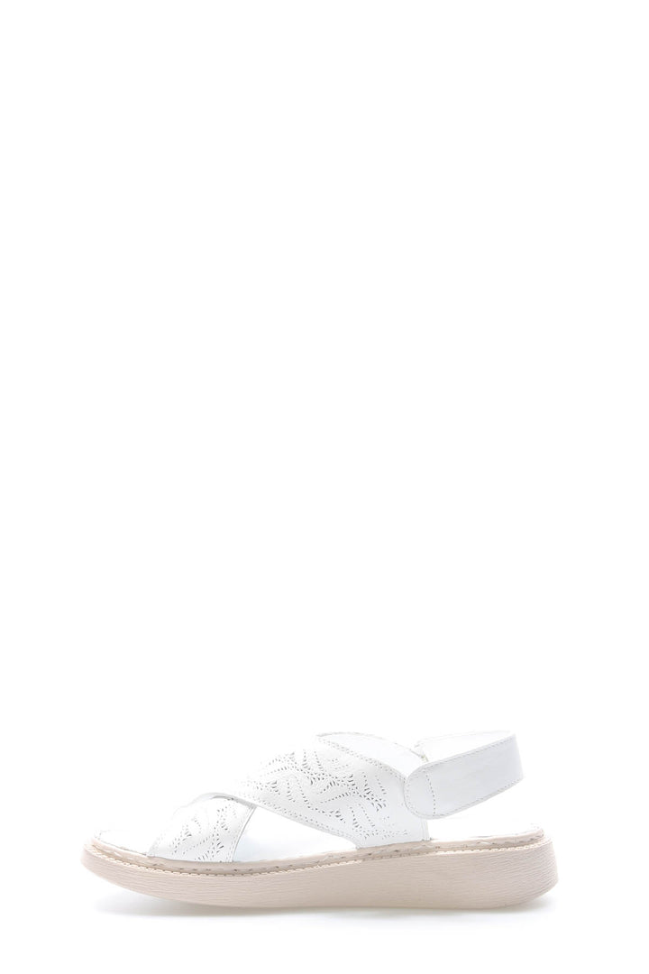 FST Genuine Leather Women's Platform Heel Slippers 972ZA455 White - Roanoke