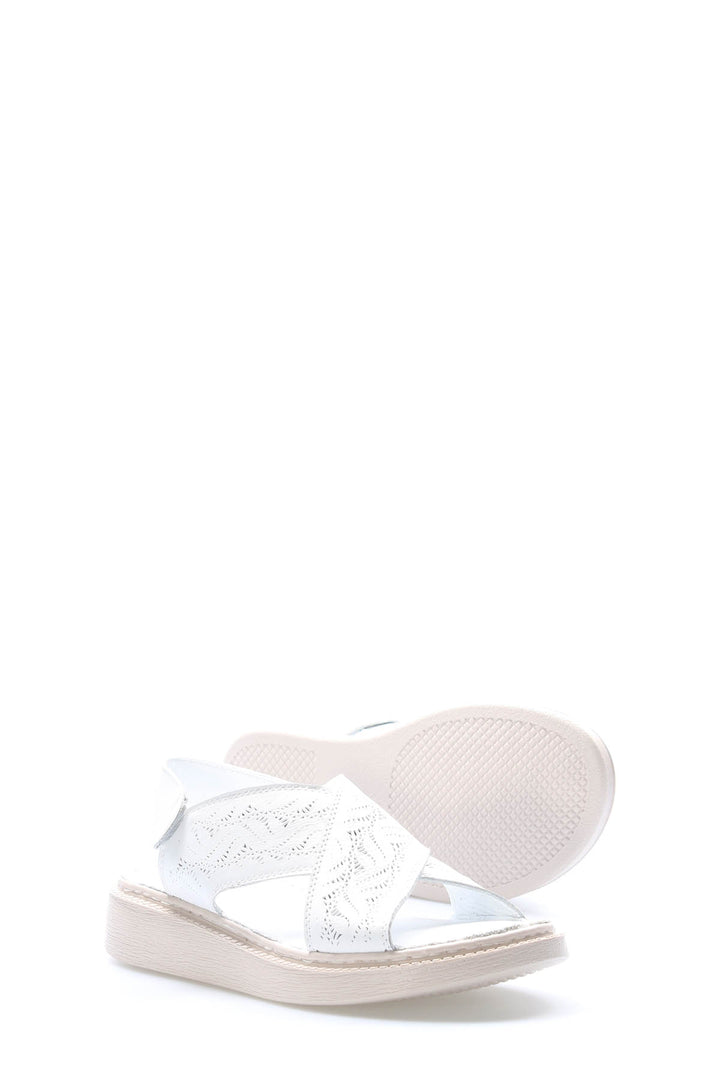 FST Genuine Leather Women's Platform Heel Slippers 972ZA455 White - Roanoke