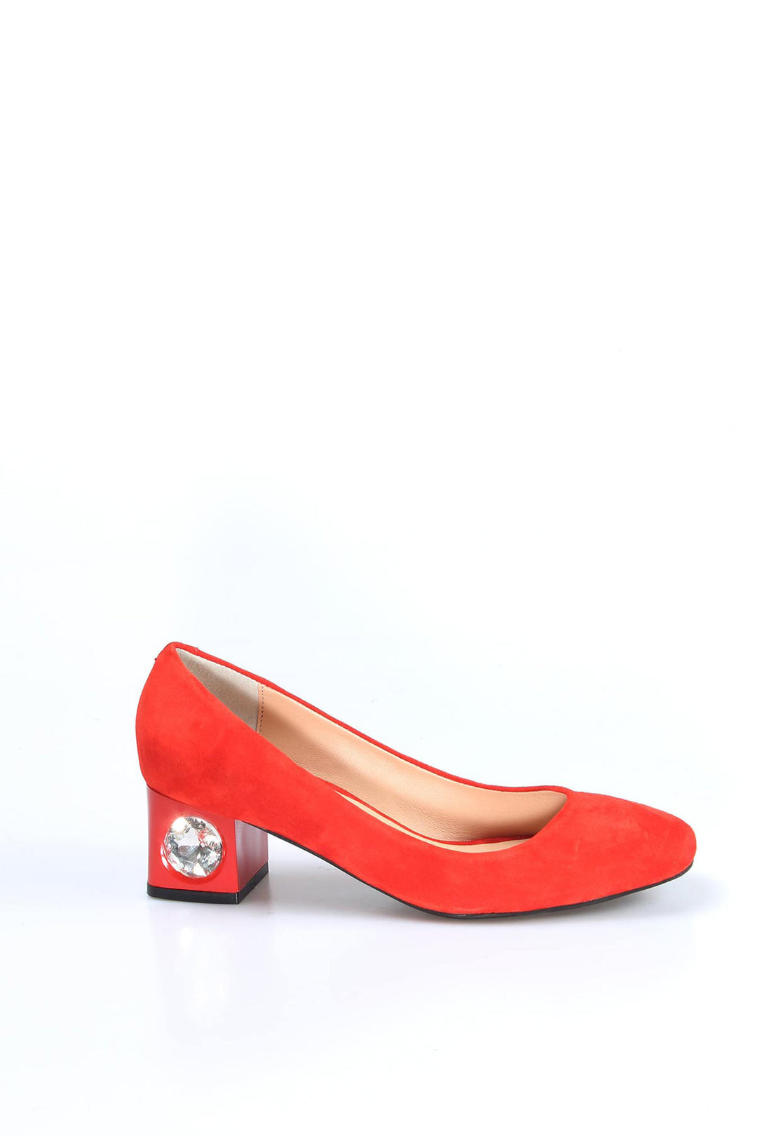 FST Genuine Leather Women's Short Heeled Shoes 064ZA975 Red Suede - Vincennes