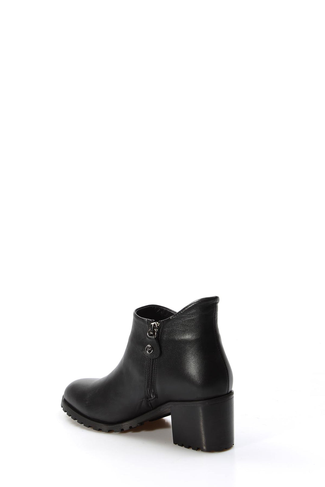 FST Genuine Leather Women's Short Heeled Boot 064SZA907 Black - Thun