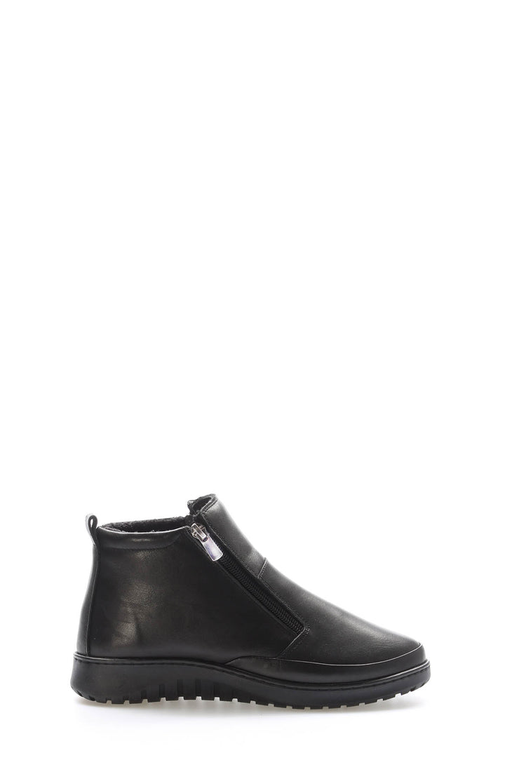 FST Genuine Leather Women's Short Heeled Boot 972SZA7560 Black - Lake Forest