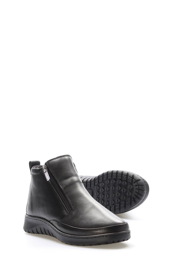 FST Genuine Leather Women's Short Heeled Boot 972SZA7560 Black - Lake Forest