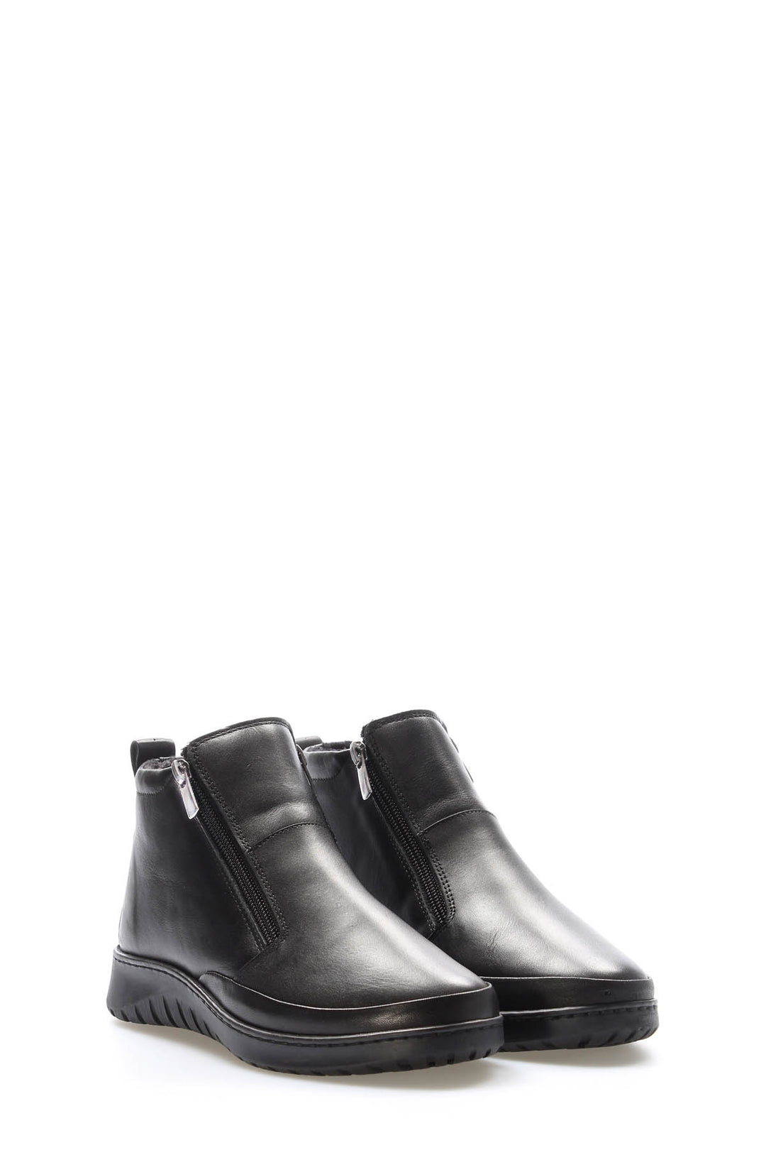 FST Genuine Leather Women's Short Heeled Boot 972SZA7560 Black - Lake Forest