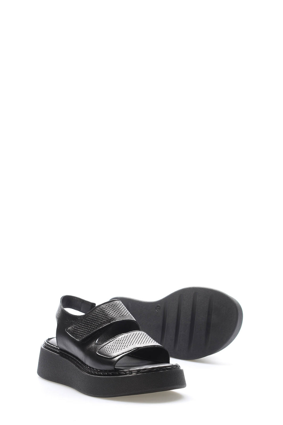 FST Genuine Leather Women's Classic Sandal 621ZA1150 Black - Utica