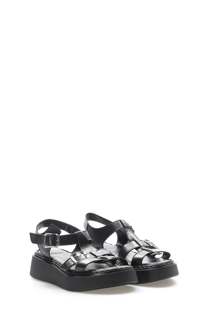 FST Genuine Leather Women's Classic Sandal 621ZA1169 Black - Barnstable