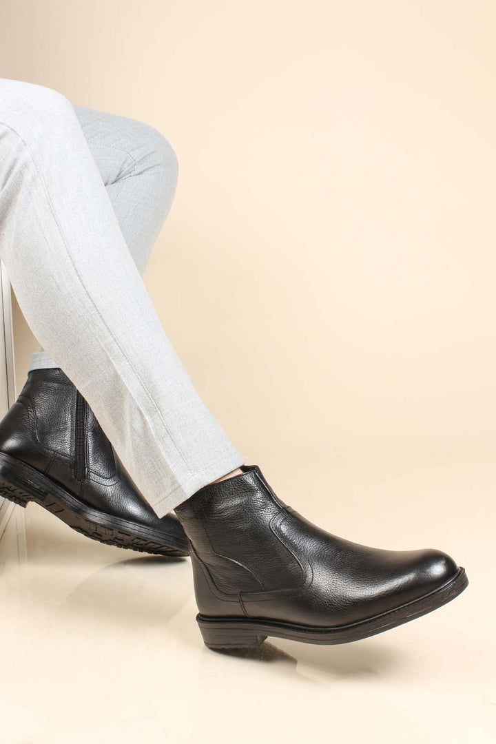 FST Genuine Leather Fur-Lined Men's Classic Boot 408KMA123 Black Floter - Hinesville