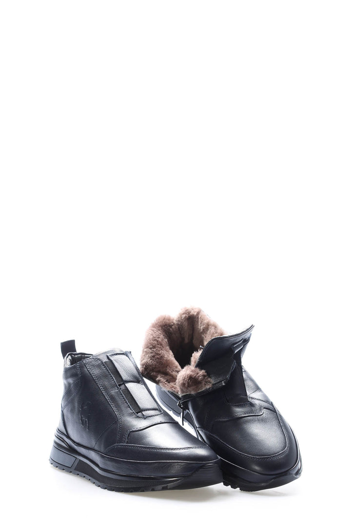 FST Genuine Leather Fur-Lined Men's Casual Boot 856KMA717 Navy Blue - Brockton
