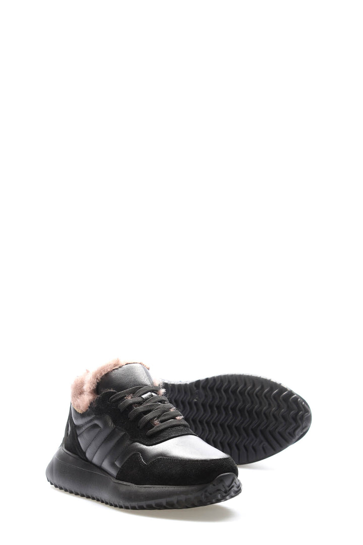 FST Genuine Leather Fur-lined Women's Casual Shoes 136KZA901 Black - Elizabeth