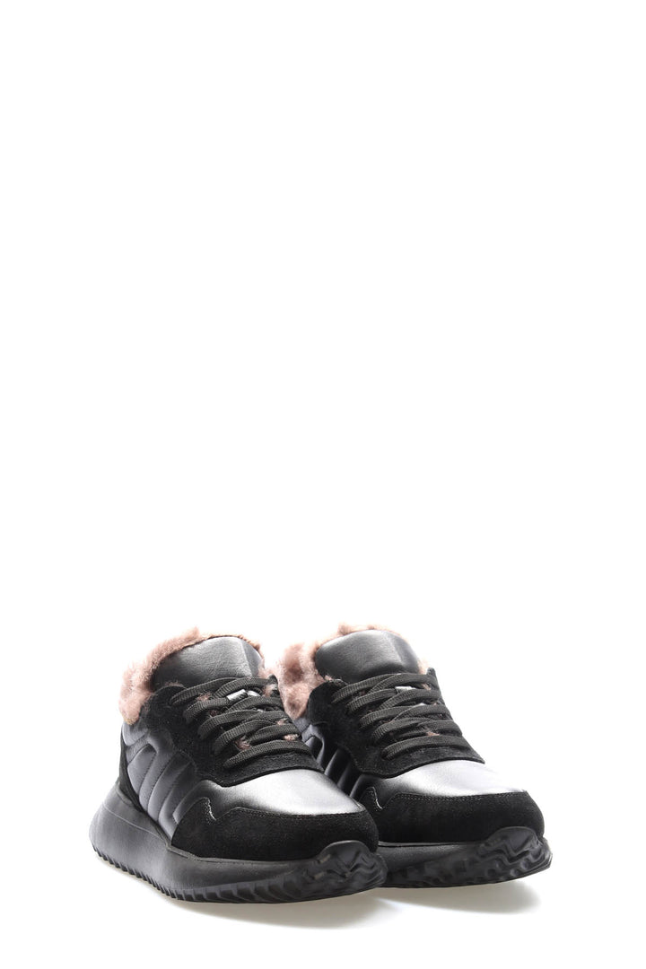 FST Genuine Leather Fur-lined Women's Casual Shoes 136KZA901 Black - Elizabeth