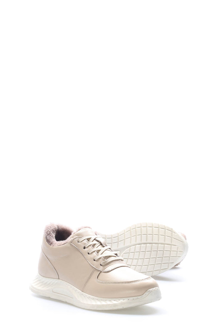 FST Genuine Leather Fur-lined Women's Casual Shoes 583KZA2502 Beige - Toms River
