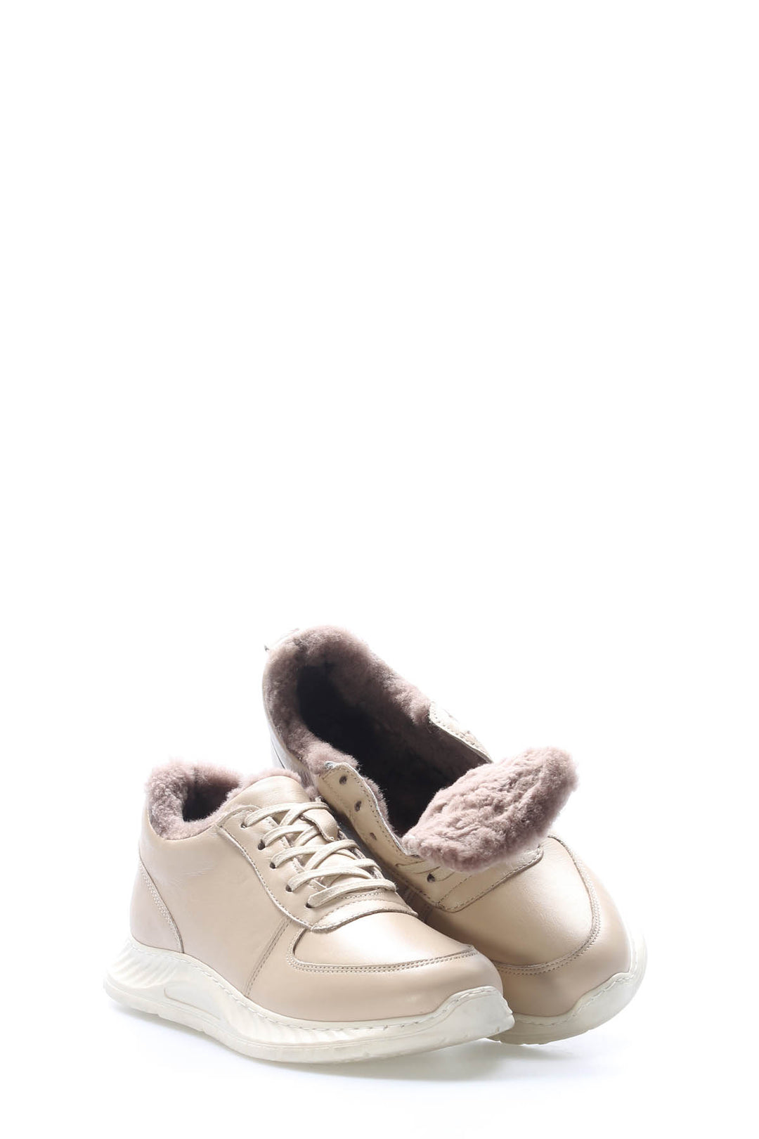 FST Genuine Leather Fur-lined Women's Casual Shoes 583KZA2502 Beige - Toms River