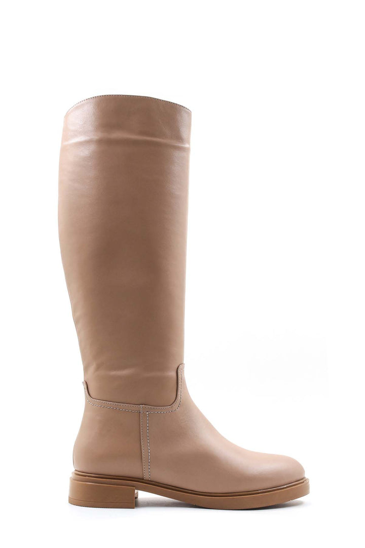FST Genuine Leather Fur-Lined Women's Knee-High Boots 010YZA8179 Chickpea - Chingford