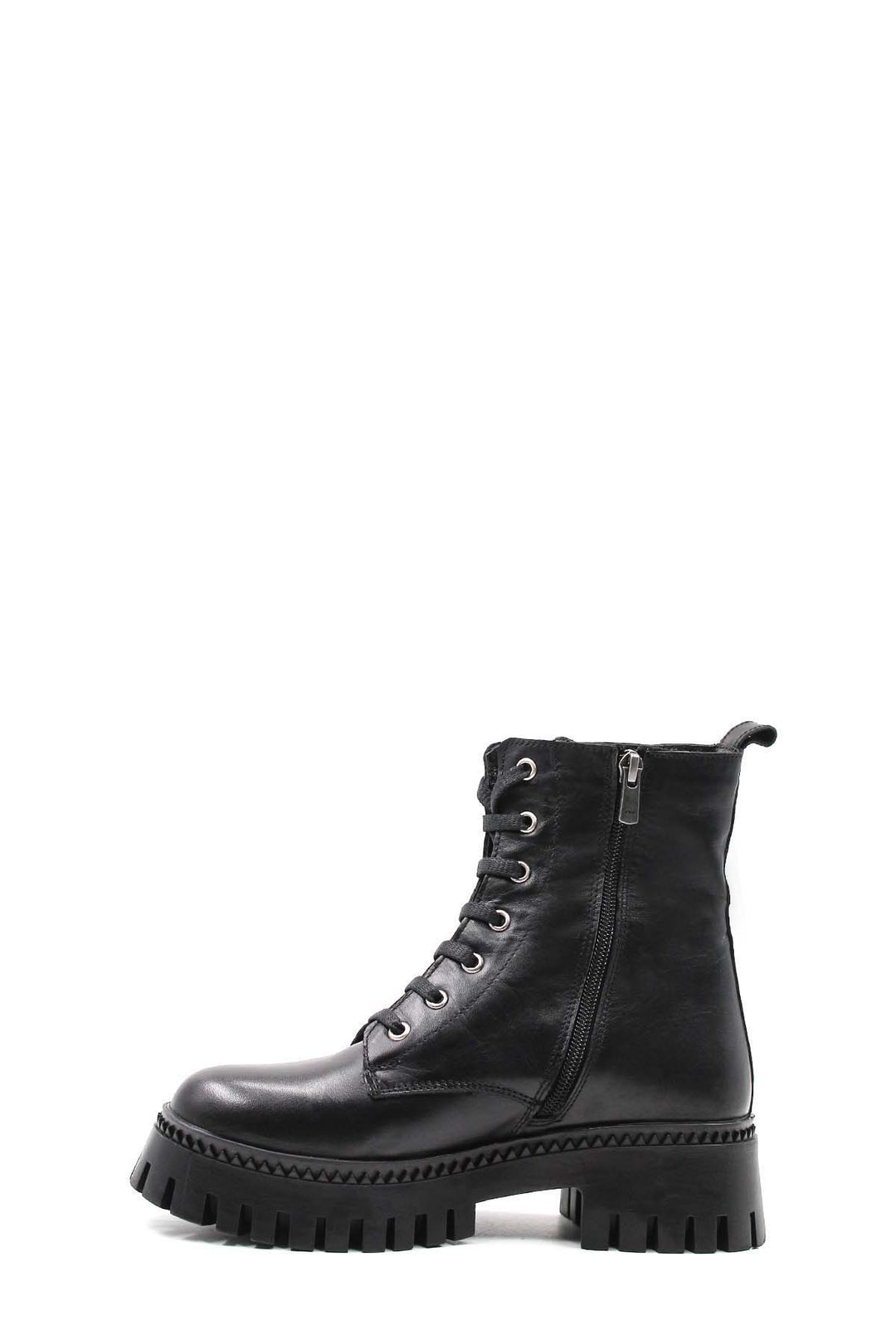 FST Genuine Leather Fur-Lined Women's Thick Sole Boot 010KZA8370 Black - Namur