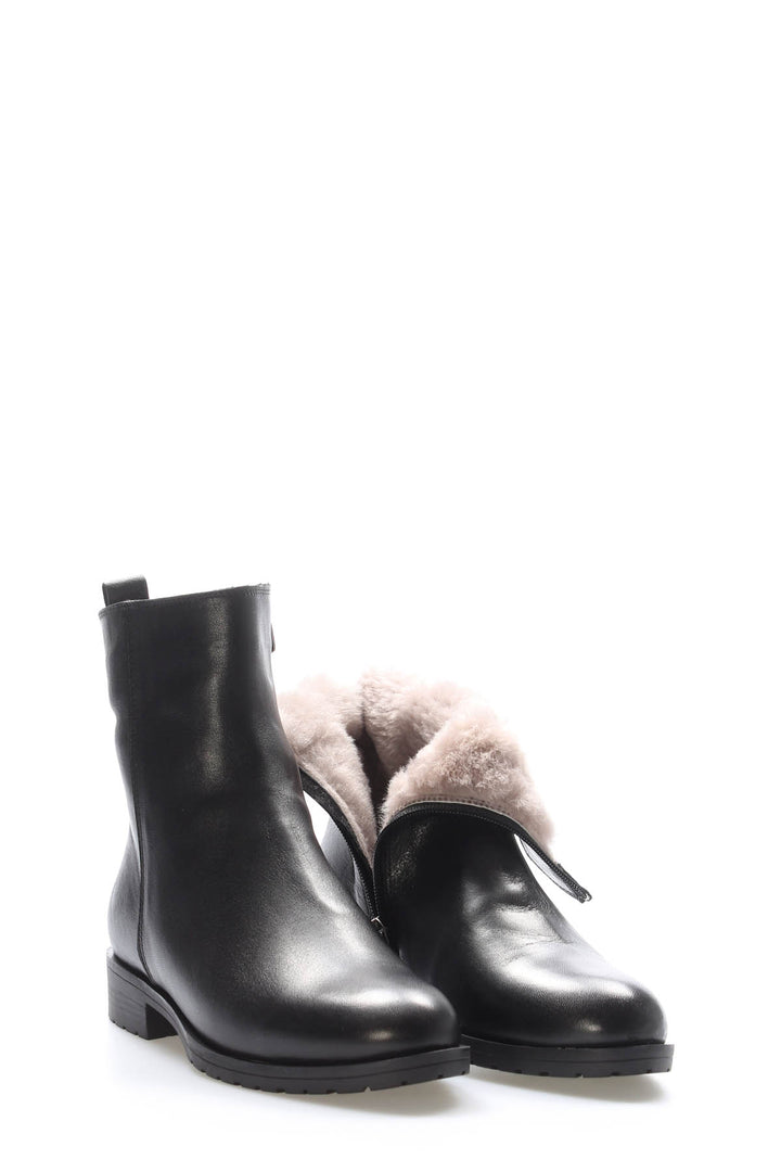 FST Genuine Leather Fur-Lined Women's Thick Sole Boot 257KZA630 Black - Berkeley