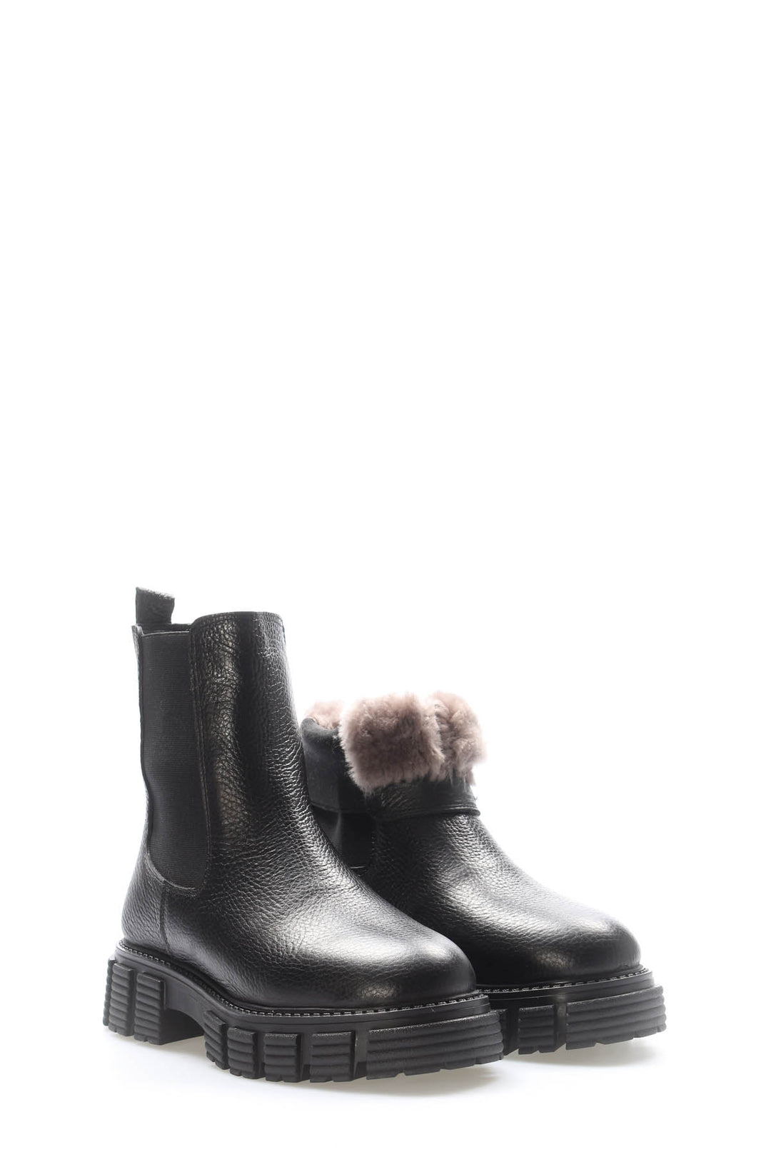 FST Genuine Leather Fur-Lined Women's Classic Boot 710KZA6007 Black Floter - Badajoz